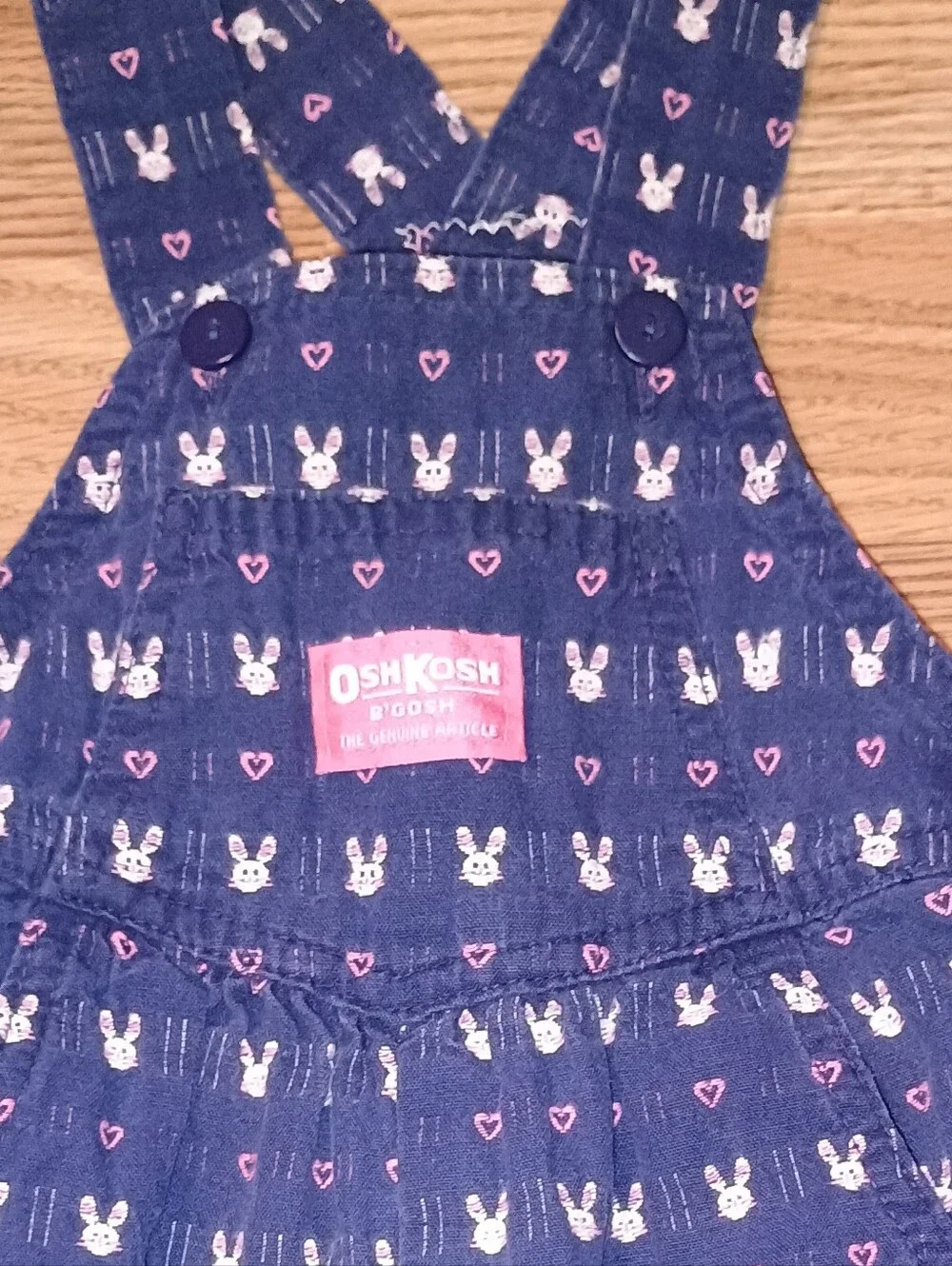 Vintage OshKosh B’gosh Girls Bunny Rabbit Heart Overalls Navy Blue Vestbak 24m